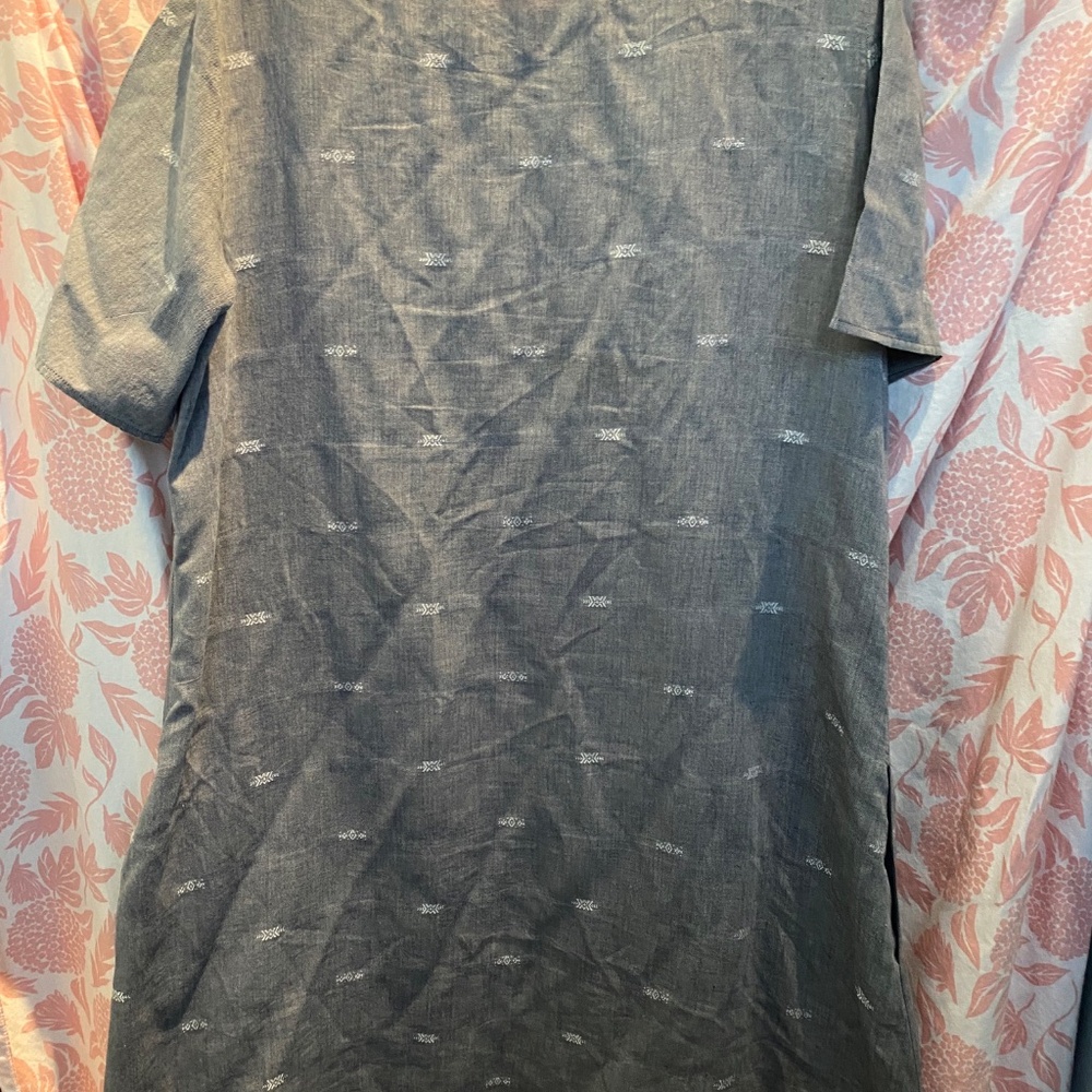 Eileen Fisher gray cotton tunic top with inseam pockets - Picture 2 of 4